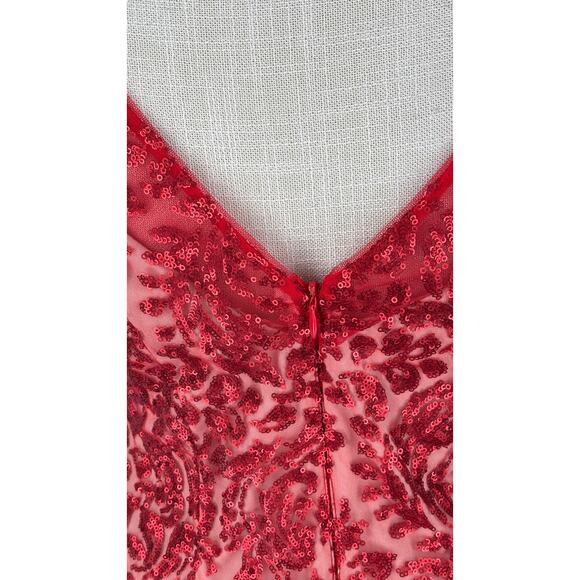 Calvin Klein Short Sleeve Sequin Sheath Cocktail Dress Womens Size 6 Red - Picture 6 of 9
